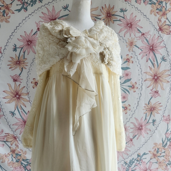 Axes Femme Babydoll Empire Highwaist Dress Gown Harajuku J Fashion Cream Cottage - Picture 15 of 16